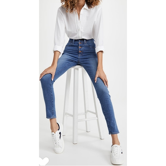 🦚NWT🦚Madewell 10'' High Rise Skinny Button Front Jeans - Picture 5 of 7